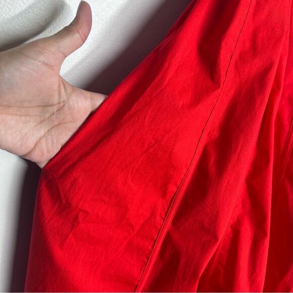 New House of CB Mariabella Dress Red Corset Midi Cotton Dress Lace Up Back Sz S - Picture 6 of 9